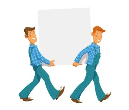 Two mans carry empty plate Stock Illustration
