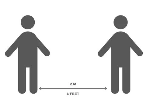 Two mans  keep distance for 2 centimeters, social distancing concept, health Stock Illustration