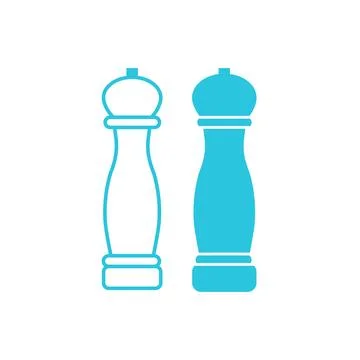 Two Manual Salt &amp; Pepper Grinder Mills icon. Isolated on white background. .. Stock Illustration