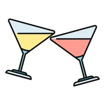 Two martini glasses clinking celebrating a toast Stock Illustration