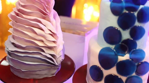 Two marzipan wedding cake , perfect detail of wedding cake Stock Footage 60914156