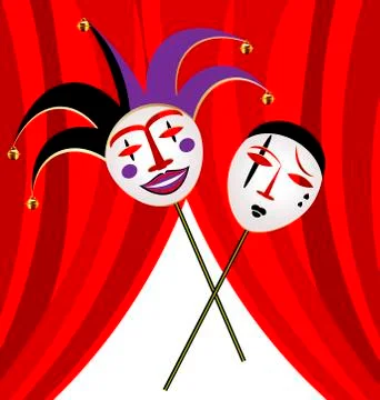 Two masks clown Stock Illustration