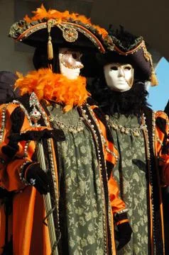 Two masks at st. mark's square during the carnival of venice,italy Stock Photos