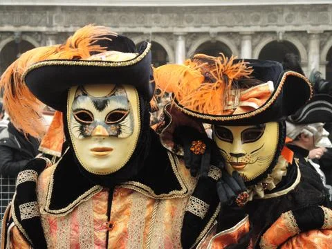 Two Masks at the Venice Carnival Stock Photos