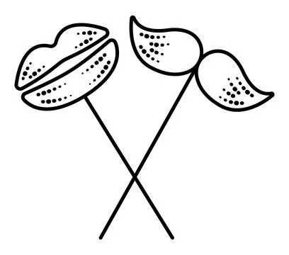 Two masquerade masks of lips and mustache Stock Illustration