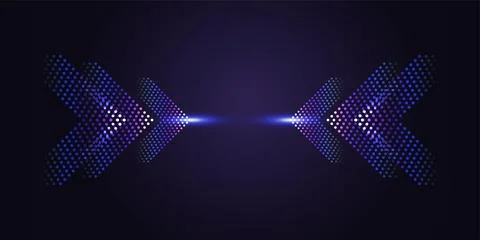 Two massive clusters of pixelated Arrows point inward, showcasing a surge o.. Stock-Illustration