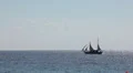 Two-masted sail ship sailing on the Mediterranean sea, Cyprus HD Footage