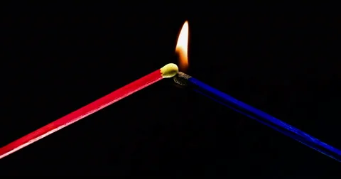 Two matches and fire Stock Footage 64933141