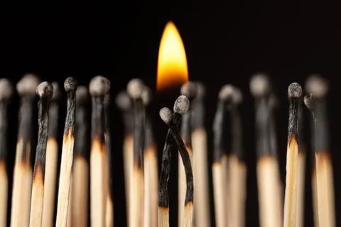 Two matches burning together Stock Photos