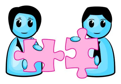 Two matching puzzle pieces Stock-Illustration