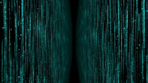 Two matrix walls with numbers 0 and 1 computer world of digital code background Stock Footage 116353687