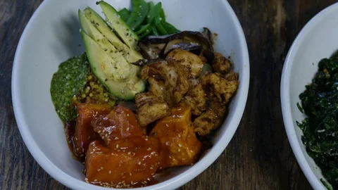 Two meal plates with cooked vegetables Stock Footage 103409275