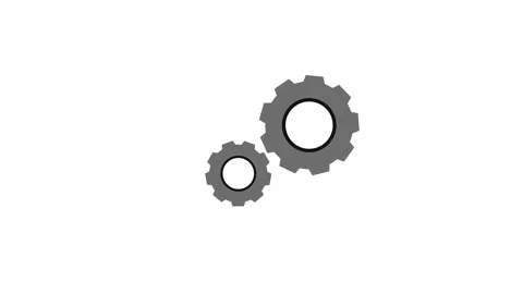 Two mechanical gears rotating together in simple flat animation on white ba.. Vídeo Stock 331571820