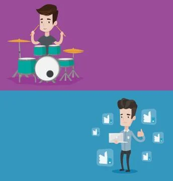 Two media banners with space for text Stock Illustration