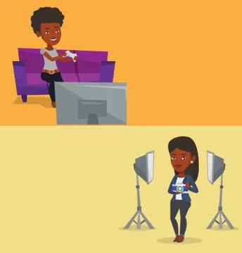 Two media banners with space for text Stock Illustration