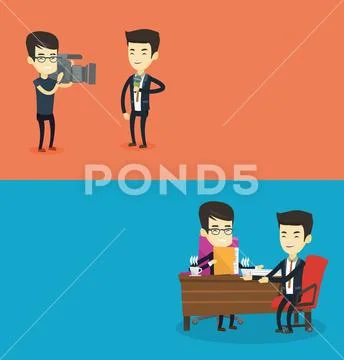 Two media banners with space for text. Stock Illustration