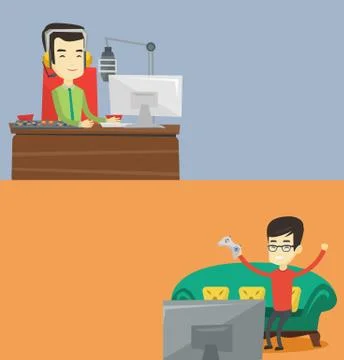 Two media banners with space for text. Stock Illustration