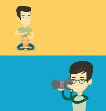 Two media banners with space for text. Stock Illustration