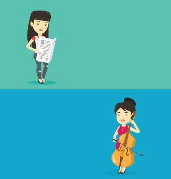 Two media banners with space for text. イラスト素材