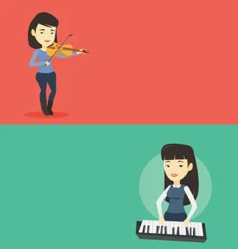 Two media banners with space for text. イラスト素材