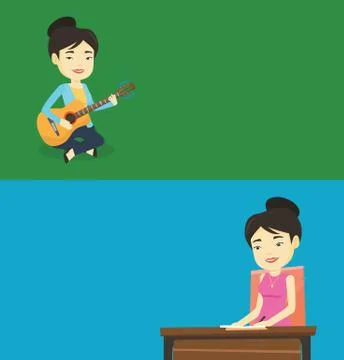 Two media banners with space for text. Stock Illustration