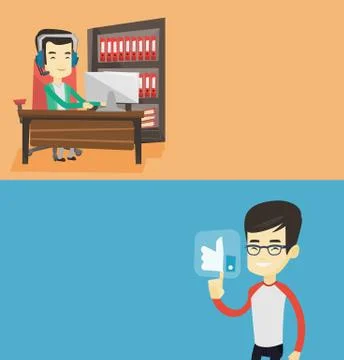 Two media banners with space for text. Stock Illustration