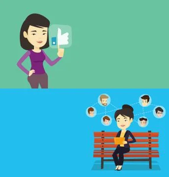 Two media banners with space for text. Stock Illustration