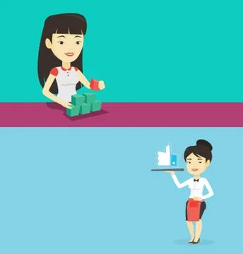 Two media banners with space for text. Stock Illustration