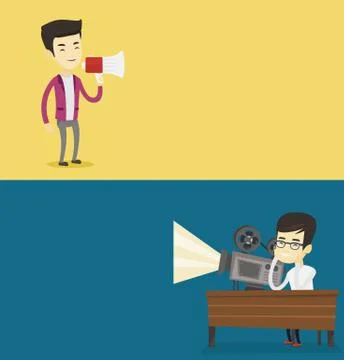 Two media banners with space for text. Stock Illustration