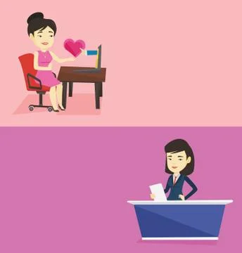 Two media banners with space for text. Stock Illustration