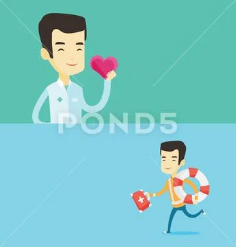 Two medical banners with space for text. Stock Illustration