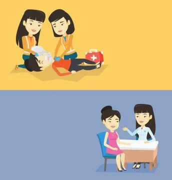 Two medical banners with space for text. Stock Illustration