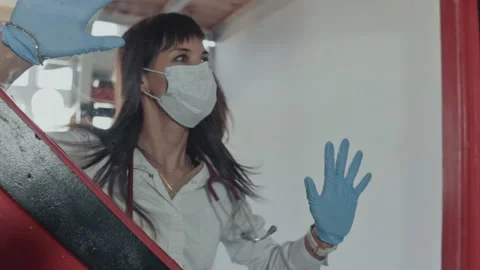 Two medical workers in panic. Dangerous virus. Zombie Apocalypse. Panic concept. Stock Footage 114078700