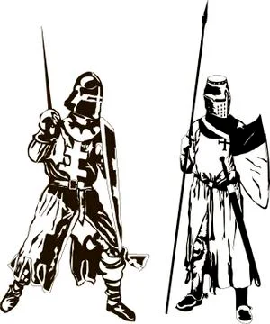 Two Medieval Knights Vector Stock Illustration