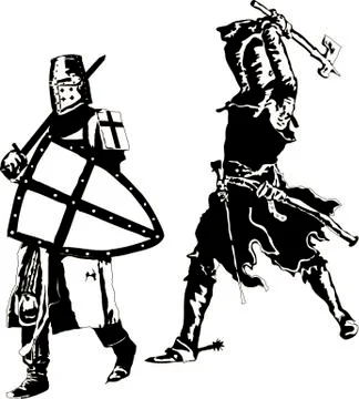 Two Medieval Knights Vector Stock Illustration