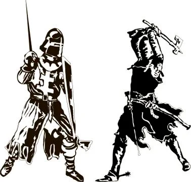 Two Medieval Knights Vector Stock Illustration