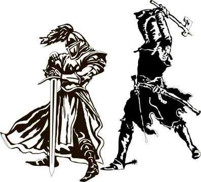 Two Medieval Knights Vector Stock Illustration