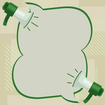 Two Megaphone Drawing With Conversation Bubble Showing Conversation. Bullhorn Stock Illustration