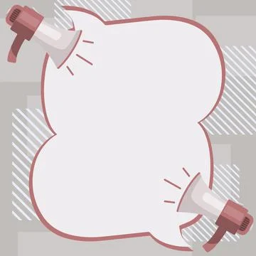 Two Megaphone Drawing With Conversation Bubble Showing Conversation. Bullhorn Stock Illustration