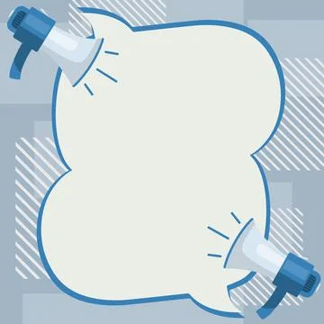 Two Megaphone Drawing With Conversation Bubble Showing Conversation. Bullhorn Stock Illustration