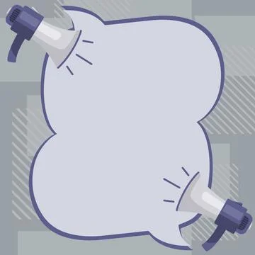 Two Megaphone Drawing With Conversation Bubble Showing Conversation. Bullhorn Stock Illustration