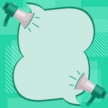 Two Megaphone Drawing With Conversation Bubble Showing Conversation. Bullhorn Stock Illustration