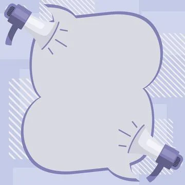 Two Megaphone Drawing With Conversation Bubble Showing Conversation. Bullhorn Stock Illustration