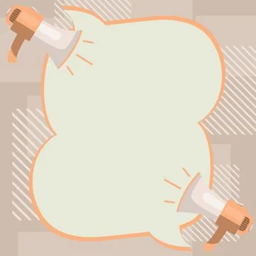 Two Megaphone Drawing With Conversation Bubble Showing Conversation. Bullhorn Stock Illustration