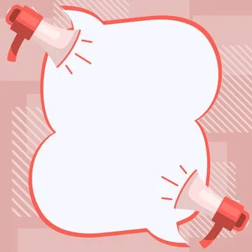 Two Megaphone Drawing With Conversation Bubble Showing Conversation. Bullhorn Stock Illustration