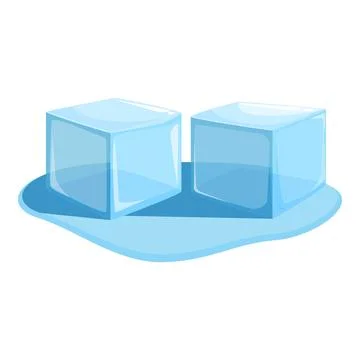 Two melting ice cubes creating a puddle of water Stock Illustration