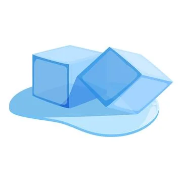 Two melting ice cubes creating a puddle of water Stock Illustration