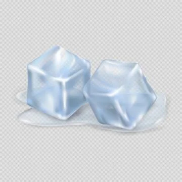 Two Melting Ice Cubes on Transparent Background Stock Illustration
