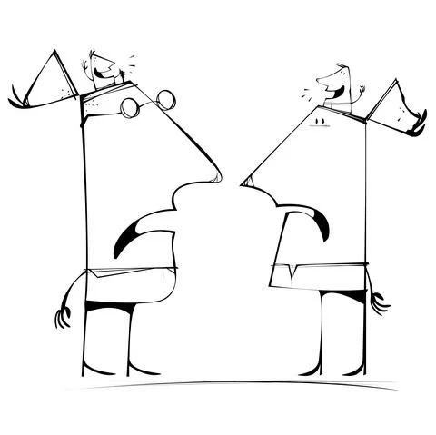 Two men and their drivers having a chat Stock Illustration