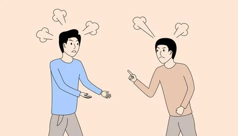 Two men are arguing and one of them is pointing at the other Stock Illustration